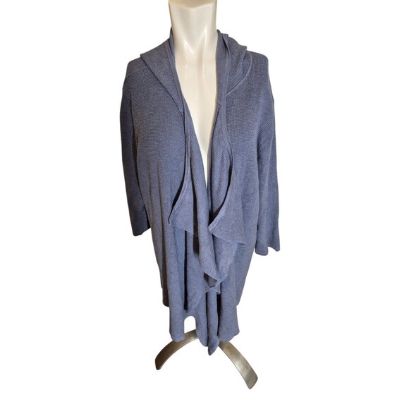 Cyrus Hooded Waterfall Cardigan Waffle Knit Soft Sweater Bluegray Sz 2X - Picture 2 of 6